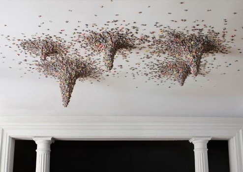 At the Camel Art Space in Williamsburg, a sculpture made of spit-wads, courtesy of Travis LeRoy Southworth.